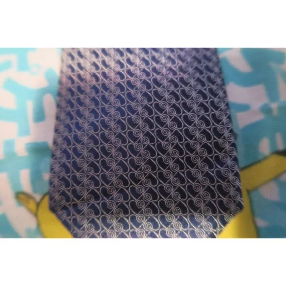 Ermenegildo Zegna Hearts Swirl Silk Tie Blue Silver TCT2019 Made in Italy Recent